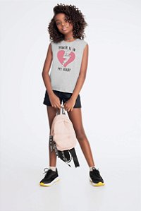 Blusa Infantil Feminina Regata com Bordado de Lantejoula