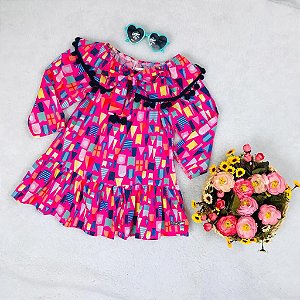 Vestido Infantil com Laço e Pompom da Mon Sucré