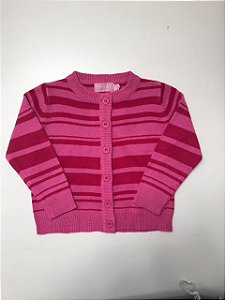 Casaco Infantil de Lã Pink Listrado da Momi