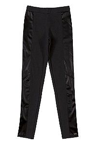 Calça Juvenil Legging Preta com Couro da Gloss