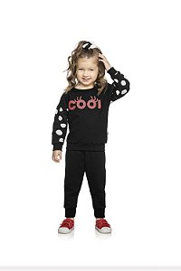 Conjunto de Frio Infantil Preto de Moletom da Elian