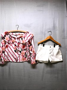 Conjunto Infantil Social Bata Manga Longa Flor da Pupi