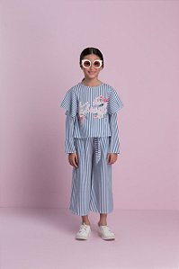 Conjunto Infantil Listrado com Calça Pantacourt da Petit Cherie