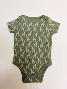 Body de Bebê manga curta com estampa Safari com Girafa da Up Baby