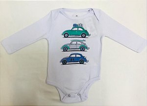 Body de Bebê Branco de Carrinhos da Biogas Tam G