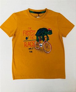 Camiseta Infantil de Manga Curta Laranja Estampada da Colcci