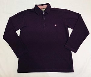 Camiseta Polo Infantil e Juvenil Roxa Manga Longa Machinho
