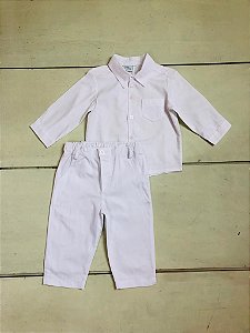 Conjunto de Bebê para Batizado camisa e calça Branco da Baby Fashion