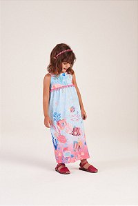 Vestido Infantil Longo de Fundo do Mar da Mon Sucré