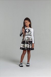 Vestido Infantil Estampado de Manga Longa da Petit Cherie