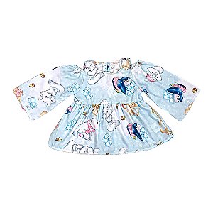 Blusa Infantil Modelo Bata Estampa de Bichinhos da Mon Sucré