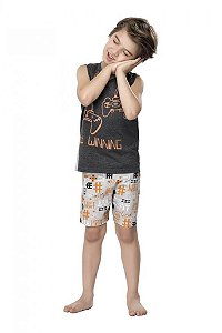 Pijama Infantil Regata Estampada Vídeo Game da Quimby Tamanho 1