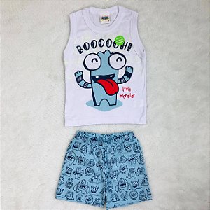 Pijama Infantil Bermuda Algodão Estampada de Monstrinhos Tamanho 2