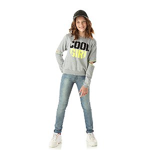 Blusa Infantil Juvenil Mescla Moletom Felpado com Manga Longa