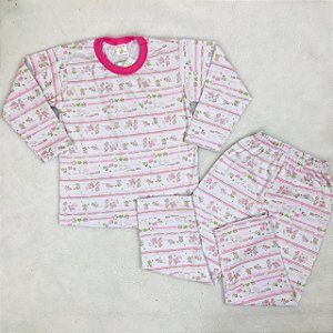 Pijama Infantil Menina de Frio em Malha Estampas Diferentes