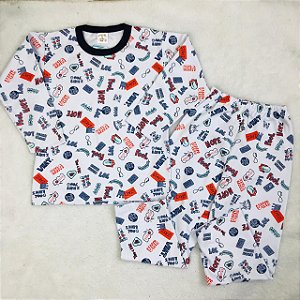 Pijama Infantil Menino de Frio em Flanela Estampas Diferentes