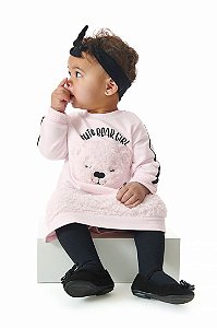 Vestido Infantil de Frio Rosa Moletom da Up Baby