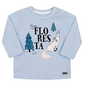 Camiseta de Bebê e Infantil Manga Longa Azul Claro