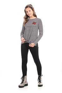 Blusa Infantil Juvenil Manga Longa Estampa Listrada