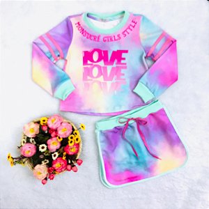 Conjunto Infantil Tie Dye Moletom com Saia da Mon Sucré
