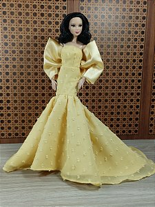 Vestido amarelo poá - Barbie