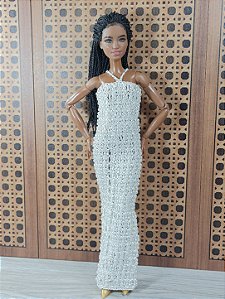 Vestido crochê com pérolas