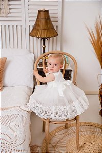Vestido Branco para Batizado - Clara