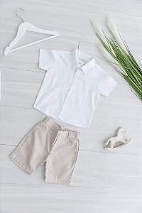 Conjunto Menino para Batizado - Bermuda Bege