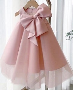 Vestido Infantil de Festa - Princesa Laço Rosa