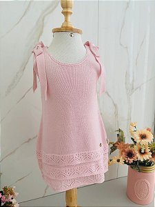 Vestido infantil cor de rosa em tricô
