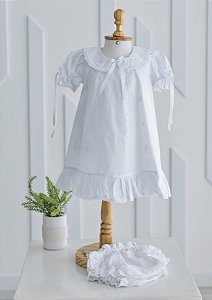 Vestido trapézio com renda paraíba e calcinha