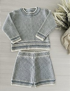 Conjunto Tricô Azul Bebê