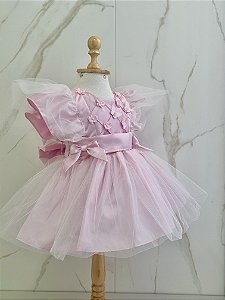 Vestido Infantil de festa Luxo curto-  cor de rosa