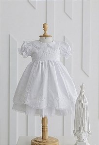 Vestido branco bordado com pérolas - batizado
