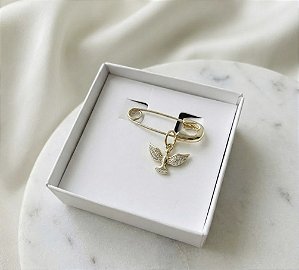 Broche Alfinete para Batizado - Espírito Santo com Zircônias