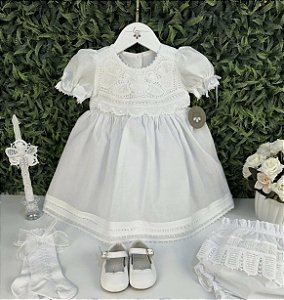 Vestido de batismo busto renascença - Mel