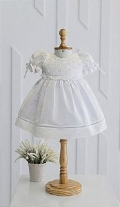 Vestido de Batismo com busto renascença e ponto palito - Isadora