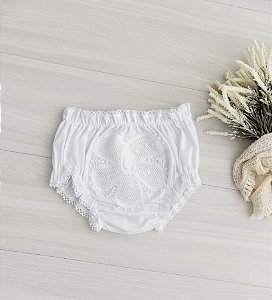 Calcinha para Batizado bordada e com renda renascença