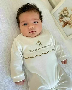 Macacão Glorioso São José - Off white Bebê