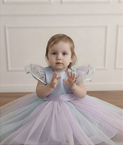 Vestido Luxo Jardim Encantado -Busto Azul Infantil