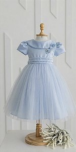 Vestido Azul Gola Boneca Festa Infantil