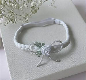 Tiara Laço e flor Branca- Mavi