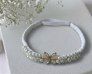 Tiara com Pedras e Pérolas - Borboleta