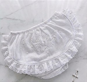 Calcinha para Batizado bordada com perolazinhas