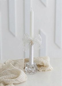 Vela de Batizado com Laço de Renda
