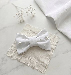 Laço branco Pérolas