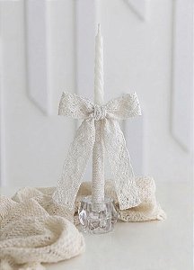 Vela de Batizado com Laço de Renda