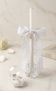 Kit Vela de Batizado e Broche Coração