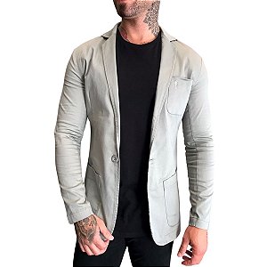 Blazer Masculino Casual Slim Fit Sarja Cinza Grafite