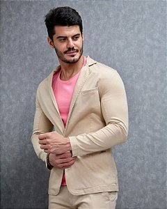 Blazer Slim Fit Sport Fino Casual Sarja Bege